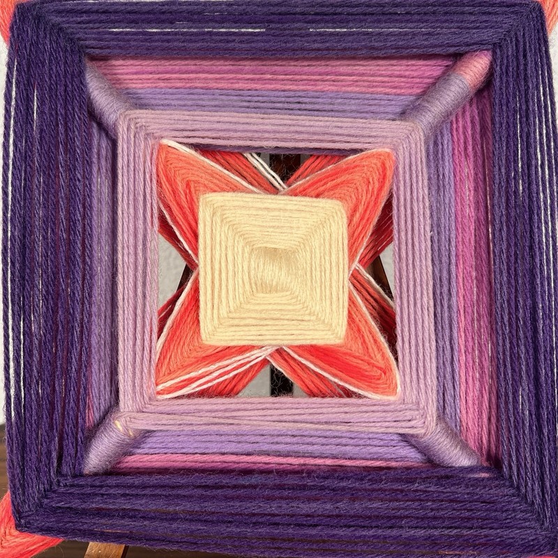 Vintage Purple Pink Eye of God Handmade Yarn Art Folk Art Wall Hanging gallery