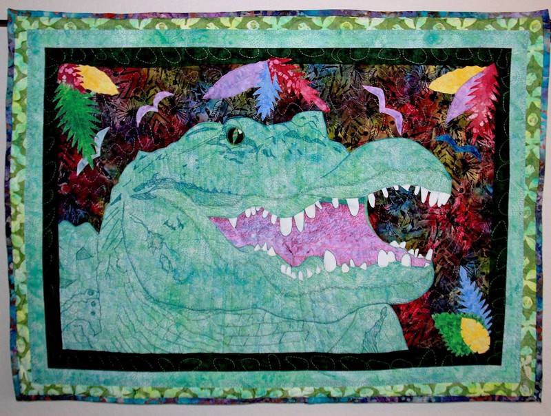 Fiber Art Wall Hanging Party Gator 42 x 31