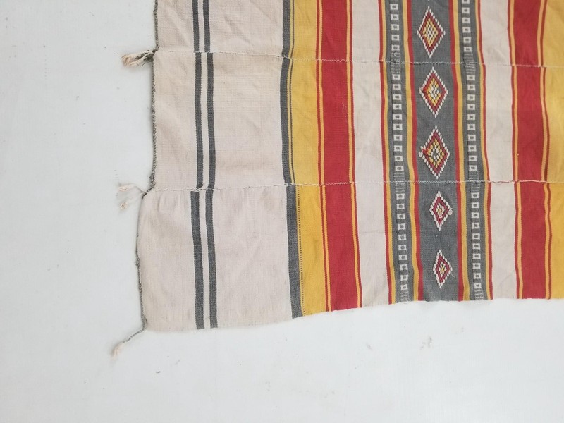 Vintage Moroccan Handwoven Textile - Striped Pattern & Geometric Details 233x132 gallery