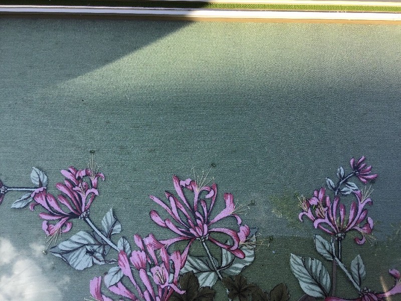 Beautiful F/G Applique “Honeysuckle & Ivy on Fence” Jean Hulett 46.5cm X 38.5cm gallery