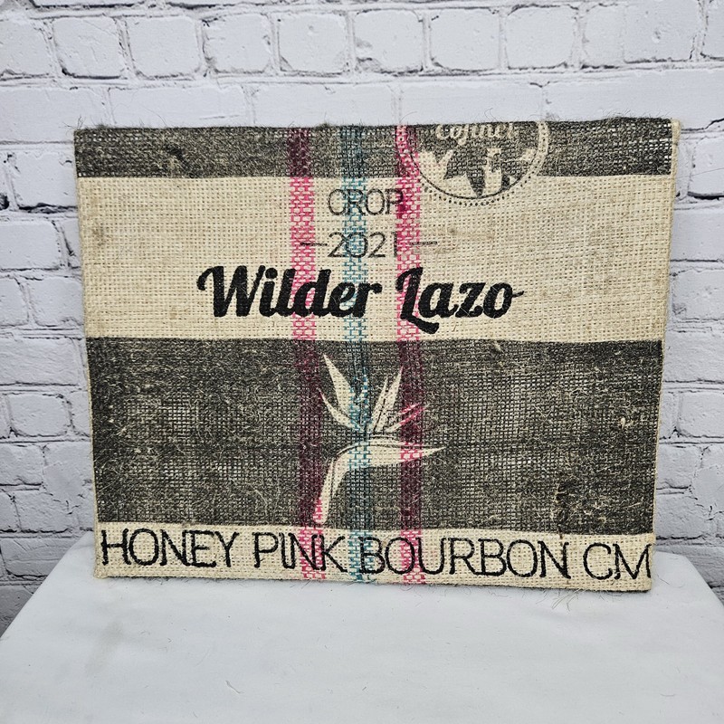 Wilder Lazzo Coffee Authentic Burlap Sack Wrapped Canvas Wood Framed Art 16×20