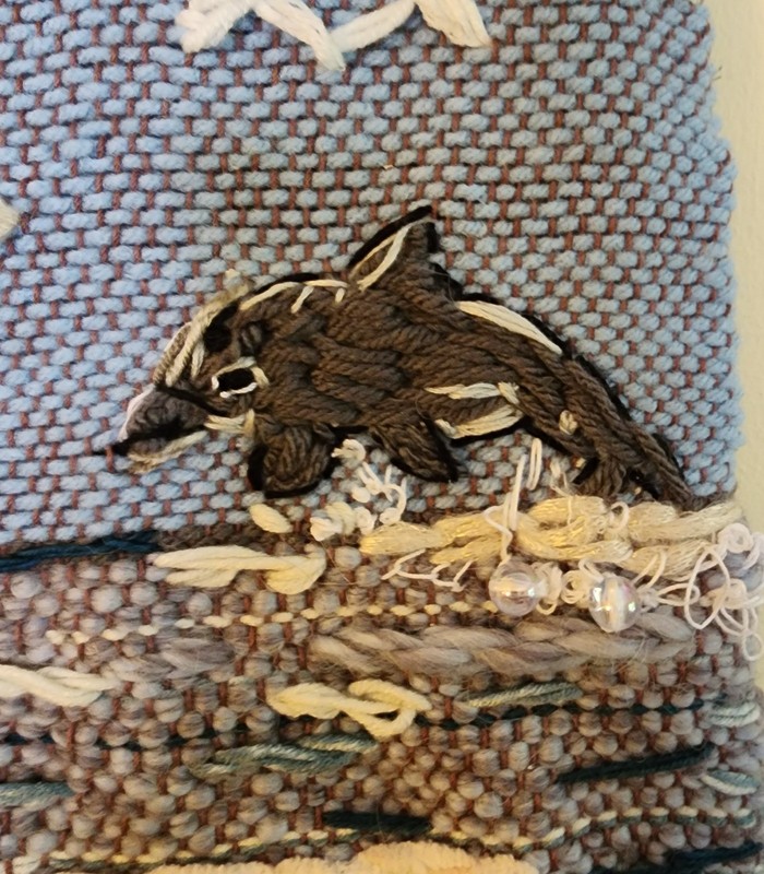The ARRIVAL. Beach Loom Weaving & Heavy Embroidery 29 W x 36 H Wall Hanging Art gallery