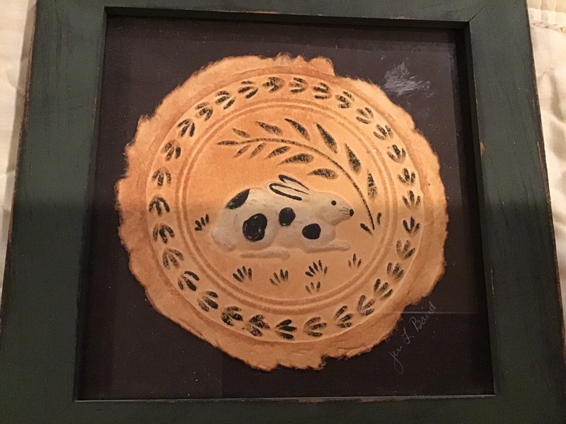 Homespun Paper Folk Art by Jeri L Baird Embossed Paper Glass Frame Rabbit Bunny gallery