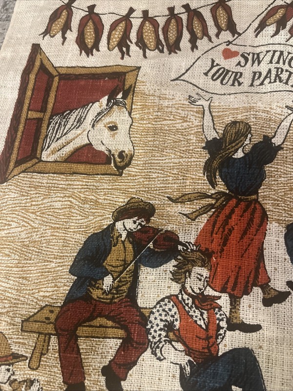 Lois Long Vintage Linen Square Dance Barn Wall Hanging gallery