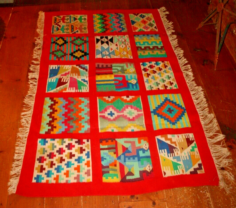 VTG Kilim Rug Gafsa Tunisia African Berber Pictorial Textile Tapestry Folk Art gallery