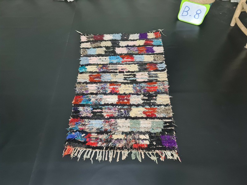 Moroccan Vintage Handmade Berber Rug 2'4"x3'8" Checkered Colorful Cotton Carpet gallery