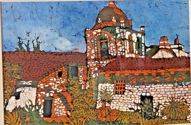 San Miguel Mission Nov. 1979 ~ Original Batik Art by Marilyn Salomon (1943-2024)