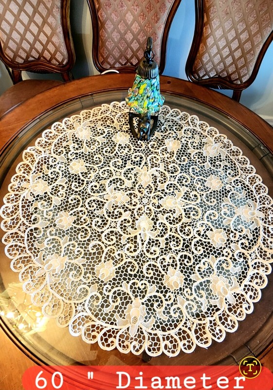 TABLE TOP, point lace, handmade ,light beige, 100% cotton,brand new ,made 2025 gallery
