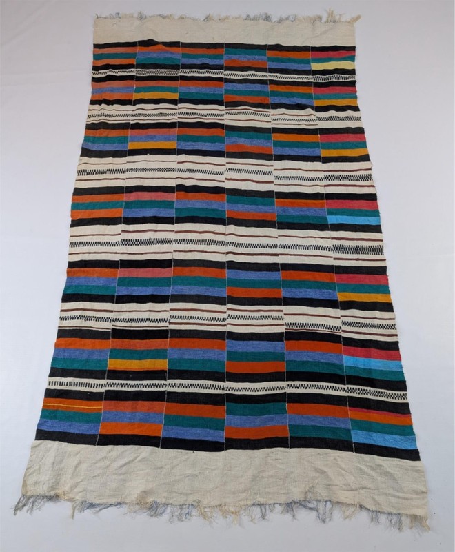 Vintage Traditional African Ghanain Handwoven Folk Art Textile 72x43in