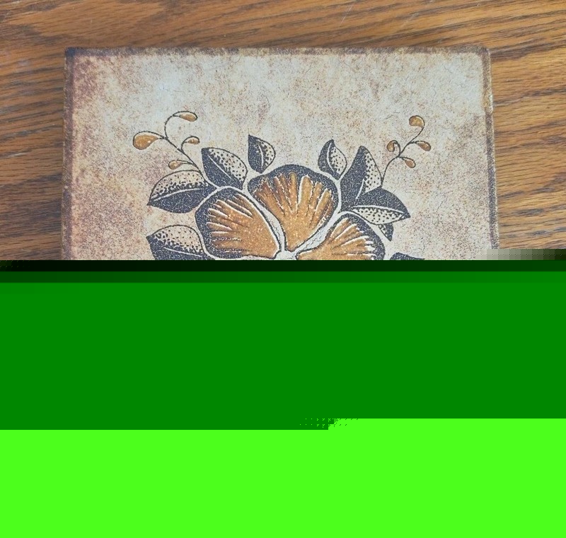 Italian Ragno Footed Tile Trivet Porcelain Handpainted 8″x8″ Flower Floral Brown