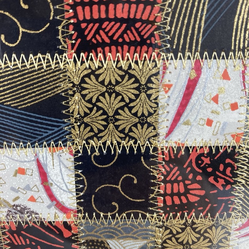 Original Fiber Art Abstract Mary Hambly Paper Piecing Machine Stitch Checkered gallery
