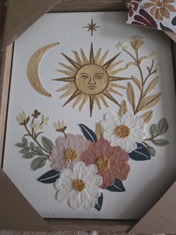 New BP Home Textile Embroidery Woven Wall Art SUN MOON STARS Celestial Decor