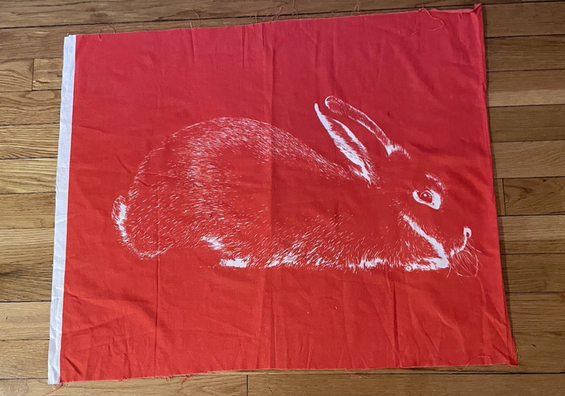 Int’l Printworks Fabric Wallhanging HARE – Vintage Retro Mid Century Art Deco
