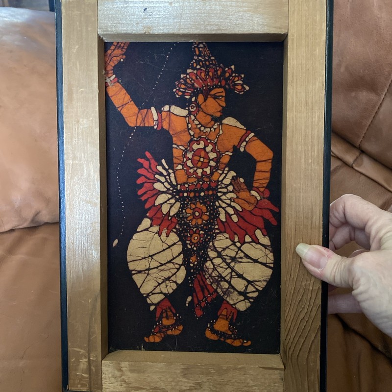 Handmade batik Kandyan Dancer Framed Signed 12x9 gallery