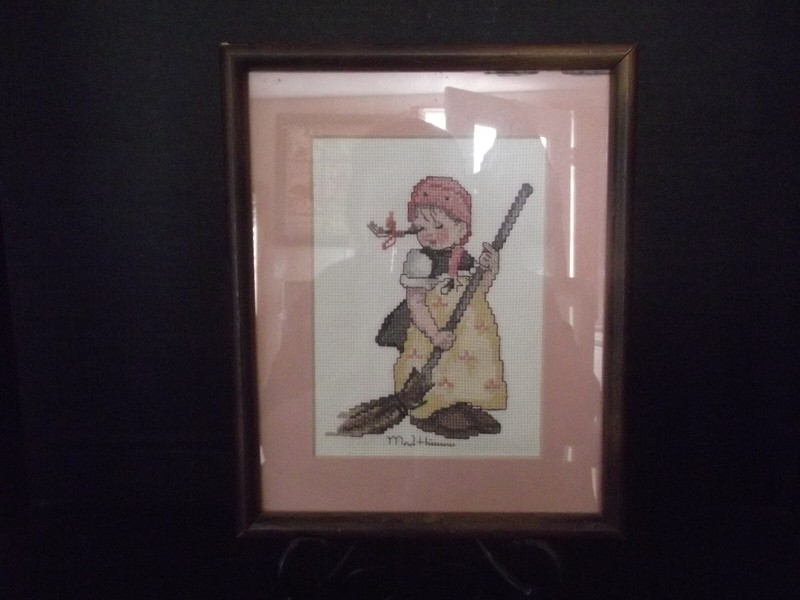 VTG Fine Stitched Hummel Framed Picture Little Sweeper