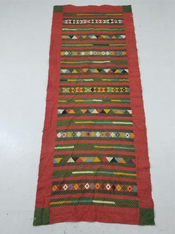 Vintage Traditional Handwoven Geometric Pattern Textile Panel 178x71cm