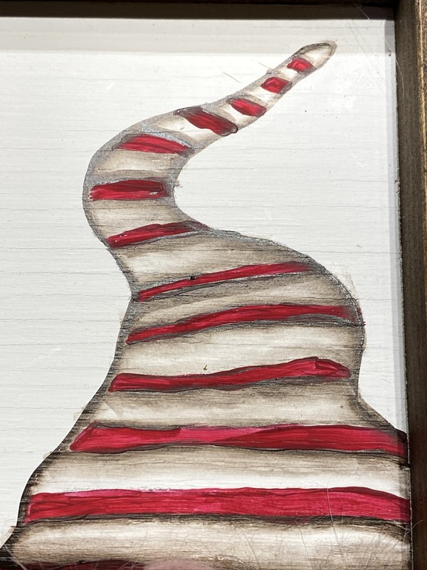 Gnome Wall Shelf Art 3D Wool Nose Red White Hand Painted Craft Candy Cane 10x8 gallery