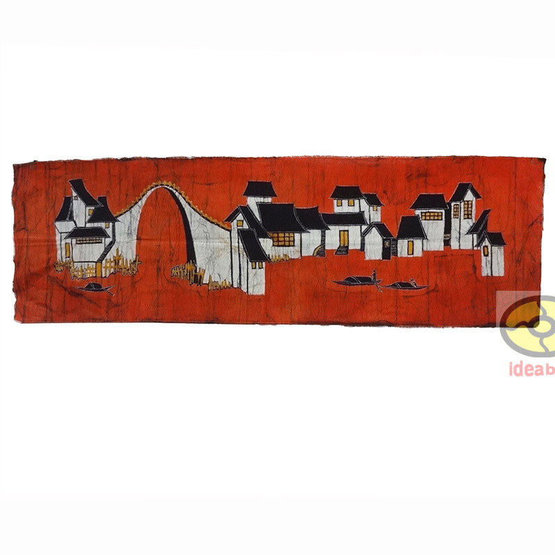 Folk Art Home Wall Hanging Batik Tapestry - Watery Town in Southern China 17x57"
