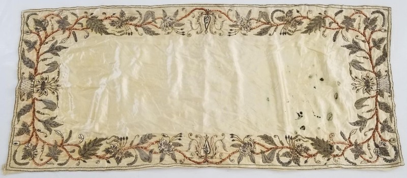 Antique Ottoman Metallic Hand Embroidered Silk Panel 120x56cms