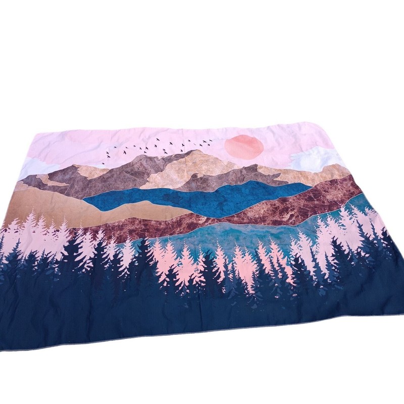 Boho Wall Decor Tapestry Mountain Lake Nature Scene Wall Hanging 8X5