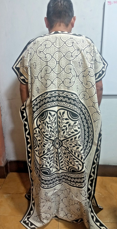 Shipibo Native Unisex Hand painted Kene design Cushma 59.50"x35" gallery