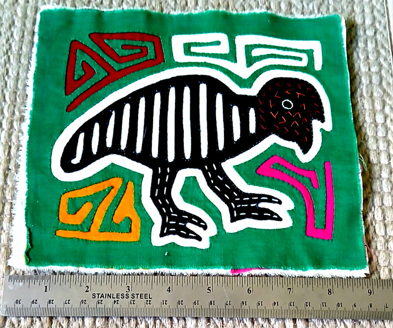 Lot of 3 Kuna Mola Textile Art Panels Abstract Birds Design Colorful Folk Art gallery