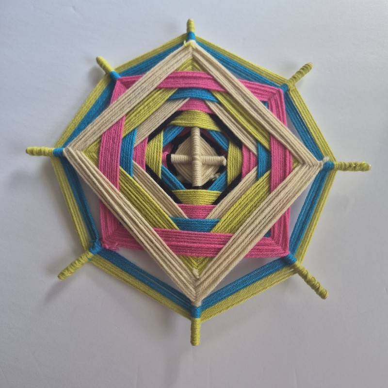 ​Set of 2 Handmade Yarn Mandalas 11" Ojo de Dios Wall Decor Colorful Boho Woven gallery