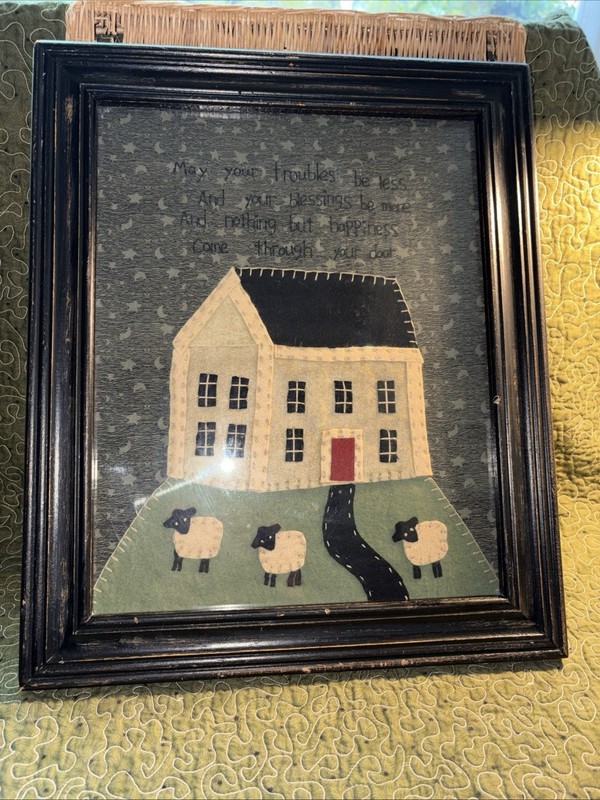 Wilson and Wilson Folk Art Appliquéd & Embroidered pc 15x18" framed 2007 Signed