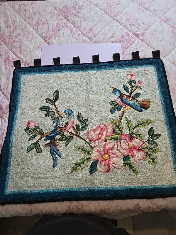 Vtg Handmade Granny Core Tapestry Flowers Aprox 30"x 35"