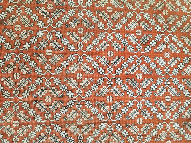 Antique 18thC Italian Assisi Hand Embroidered Panel 68x35cms gallery