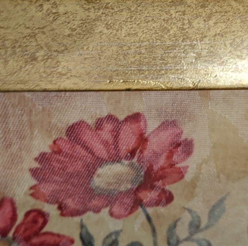 Pair Framed Textile Art Floral Wall Linen Decor Unique Pretty 13x10" Each gallery