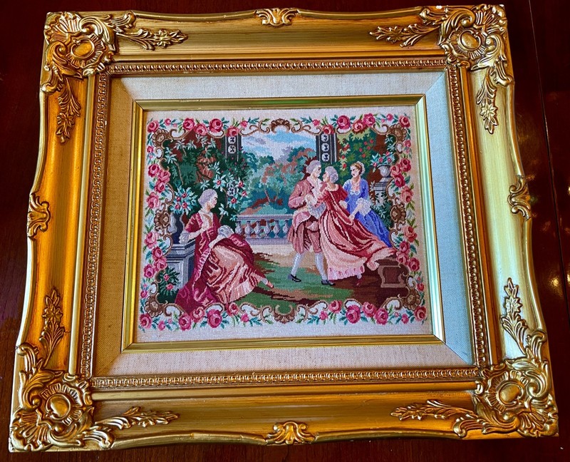 Walborg Petit Point Tapestry Framed European Needle Point