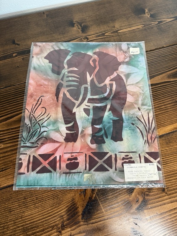 Vintage South African Hand Dyed & Painted Tie Dye Safari Tapestry Cloth 30×30”