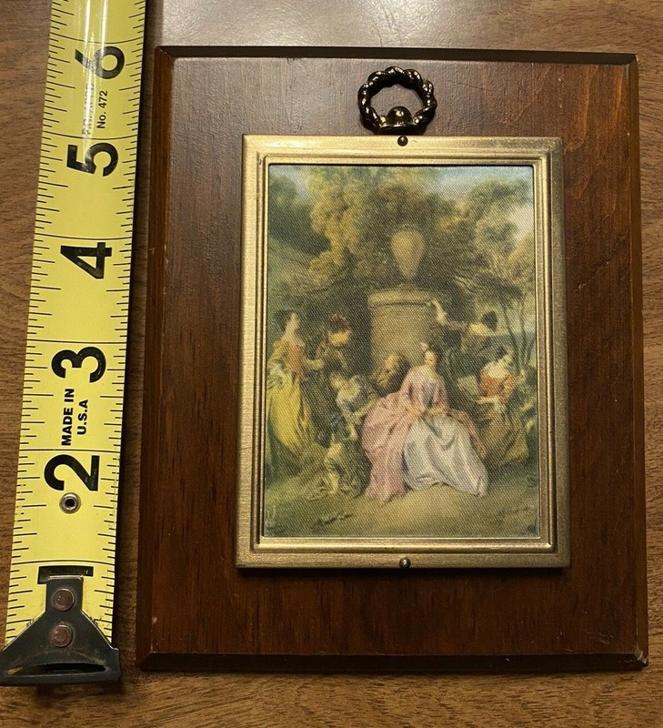 Vintage Colonial Ladies Women Fabric Art Decor Wood Plaque C10 gallery