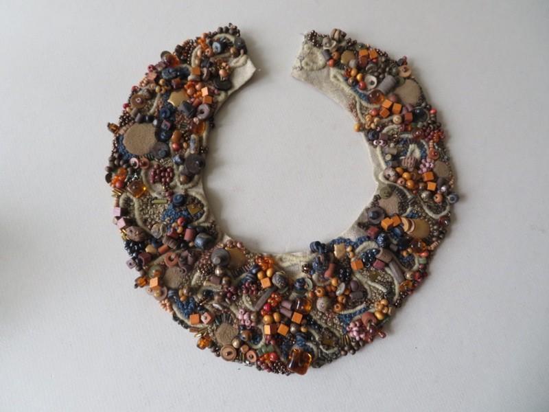 KIKI SMITH ELABORATE BEADED & EMBROIDERED BIG COWL NECKLACE — PILCHUCK RESIDENT