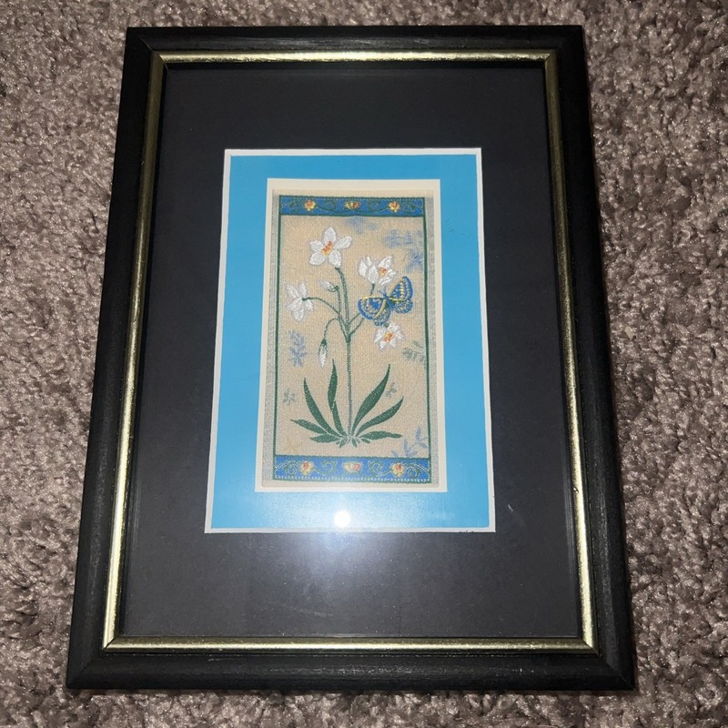 Vintage 70s Cashs Woven Pictures | Cash’s Woven Silk Artwork of Flowers |