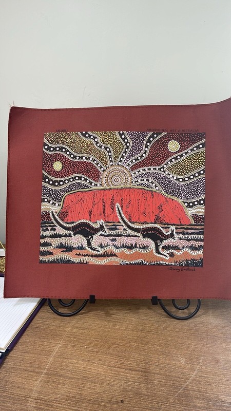 Authentic Aboriginal Art: Fabric Panel Kangaroo Sunset – ULURU by Danny Eastwood