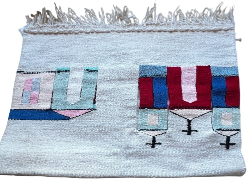 Handwoven Southwestern Style Wall Hanging Or Rug Cactus And Mission Cotton Wool gallery