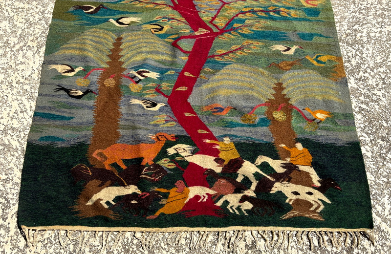 Egyptian Tree of Life Wool Tapestry in Tradition of Ramses Wissa Wassef Workshop gallery