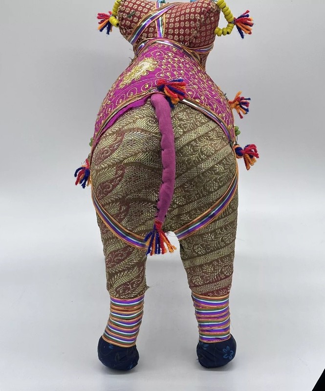 Rajasthani Indian Folk Art Colorful Fabric & Embellishments Large 16 In Elephant gallery