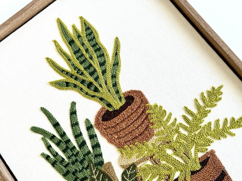 ⚜️New BP Home Textile Embroidered Woven Wall Art Houseplant Home Decor 15”x12” gallery