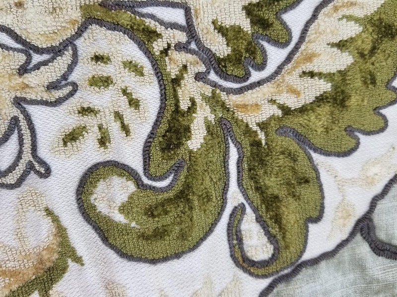 Vintage Traditional Raised Velvet Appliqué Floral Embroidered Panel 33x15 inches gallery