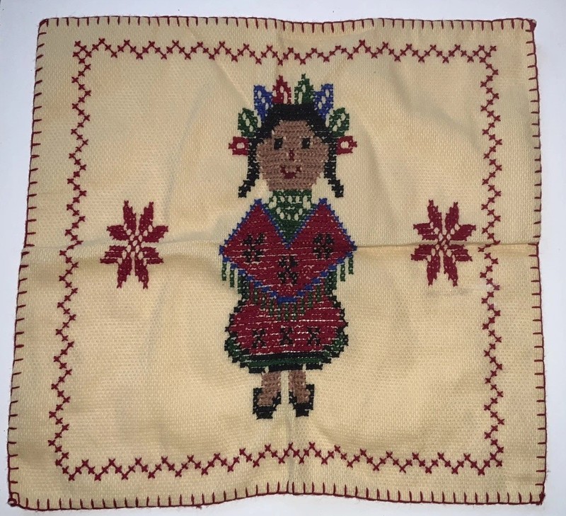 Vintage Guanajuato Hand Embroidered Cross Stitch Wall Tapestry Hanging Mexican gallery