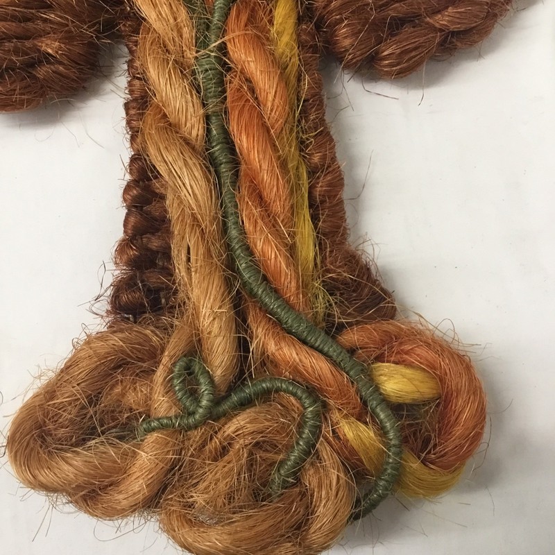 Vintage 1970s Fiber Art Tree Of Life Round Wall Hanging, MCM, 14.5 X21” gallery
