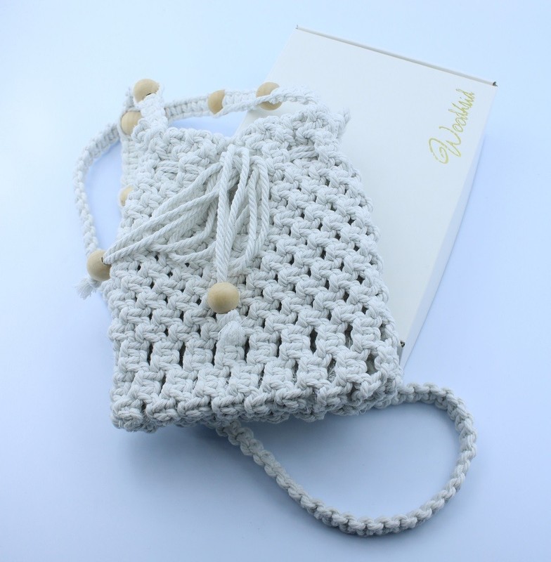 Handmade Crossbody Bag with Wooden Beads