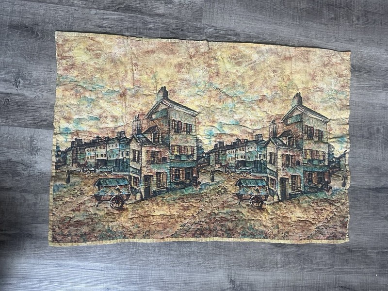 Vintage Quilted Textile Fabric Artwork Vintage City Scape Intricate Detail