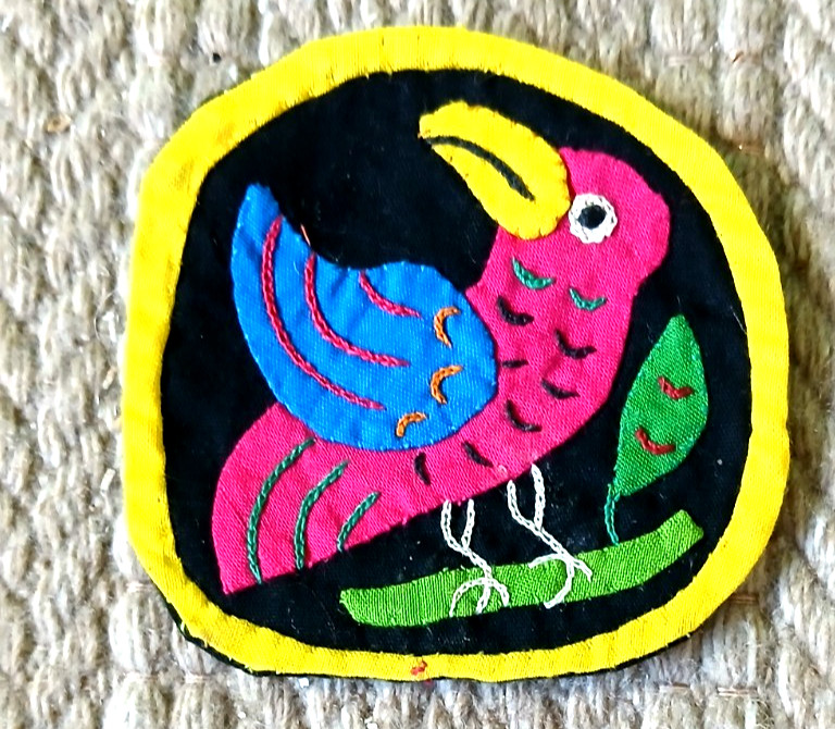 Lot of 3 Kuna Mola Textile Art Panels Abstract Birds Design Colorful Folk Art gallery
