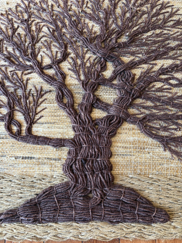 Vtg Made in India Hand Woven Tapestry 3D Tree of Life Hanging Textile-36"x 34" gallery