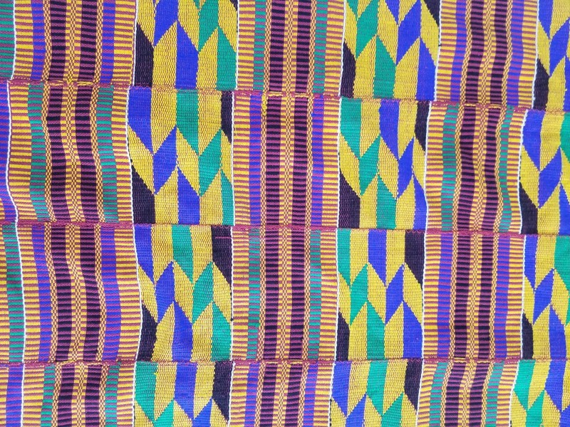 Vintage African Handwoven Kente Cloth Ghana Textile 163x46cm gallery