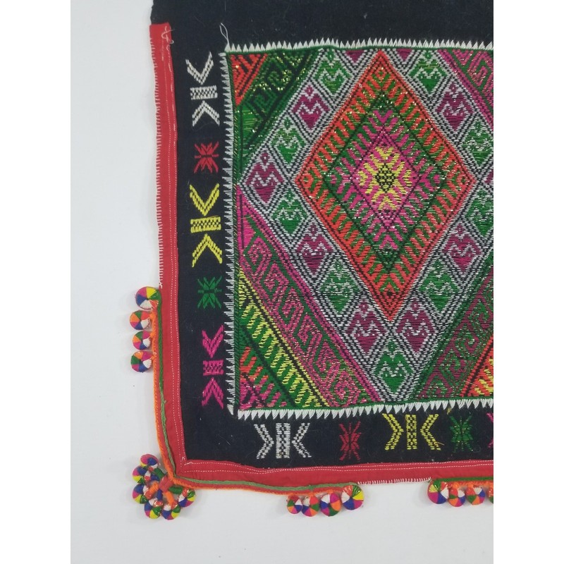 Vintage Traditional Hmong Tribal Hand Woven Geometric Textile 162x37cm gallery